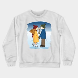 Couple in love Boy and Girl are Ice Skating Crewneck Sweatshirt